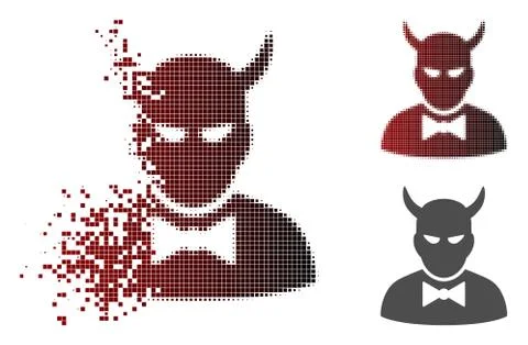 Damaged Dot Halftone Devil Icon 库存插图