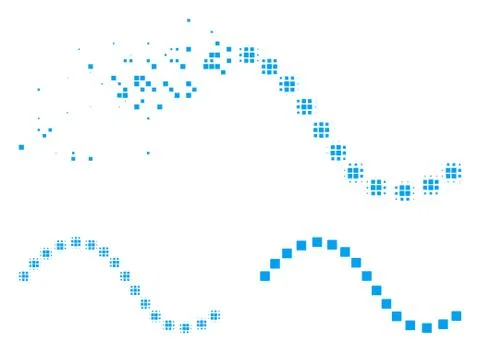 Damaged Dot Halftone Dotted Function Line Icon Stock Illustration
