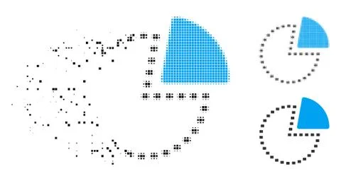 Damaged Dot Halftone Dotted Pie Chart Icon Stock Illustration