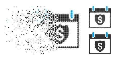 Damaged Dot Halftone Financial Shield Calendar Day Icon Stockillustratie