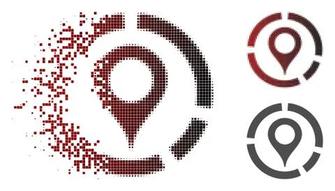 Damaged Dot Halftone Map Marker Diagram Icon Stockillustratie