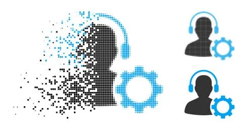 Damaged Dot Halftone Operator Configuration Gear Icon 库存插图