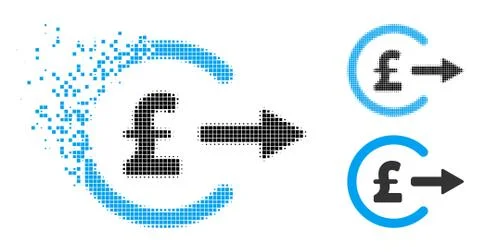 Damaged Dot Halftone Pound Cash Out Icon Stock Illustration