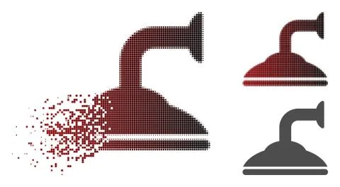 Damaged Dot Halftone Shower Head Icon Stock Illustration