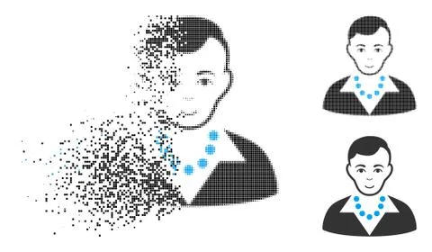 Damaged Dot Halftone Trendy Guy Icon with Face Stockillustratie