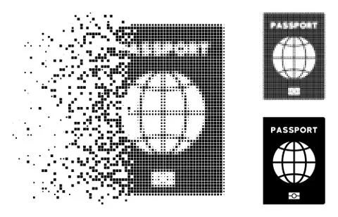 Damaged Dot Halftone World Passport Icon Illustrazione stock