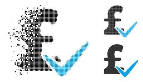 Damaged Dotted Halftone Accept Pound Icon Stock Illustration
