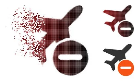 Damaged Dotted Halftone Airplane Restricted Icon Illustrazione stock