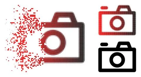 Damaged Dotted Halftone Camera Icon Stock Illustration