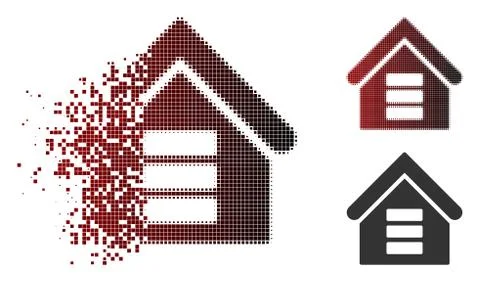 Damaged Dotted Halftone Data Center Building Icon 库存插图