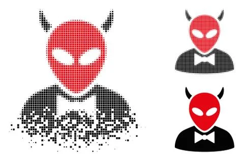 Damaged Dotted Halftone Devil Icon イラスト素材