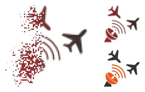 Damaged Dotted Halftone Flight Radar Icon Stock Illustration