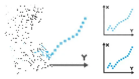 Damaged Dotted Halftone Function Plot Icon Ilustración de archivo