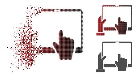 Damaged Dotted Halftone Hand Points PDA Icon Illustrazione stock