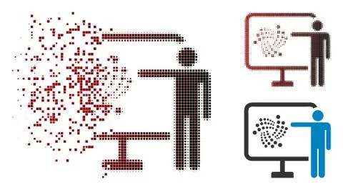 Damaged Dotted Halftone Iota Project Presentation Icon Stock Illustration