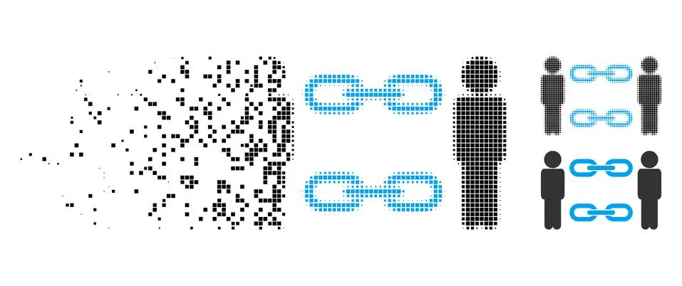 Damaged Dotted Halftone Men Chains Icon 스톡 일러스트