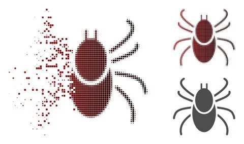 Damaged Dotted Halftone Mite Tick Icon Stock Illustration