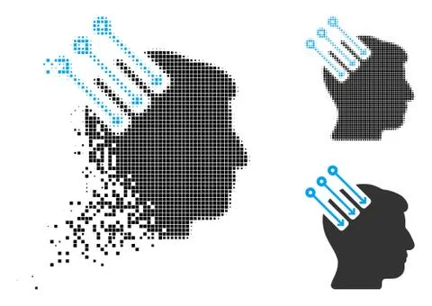 Damaged Dotted Halftone Neuro Interface Icon Ilustração Stock