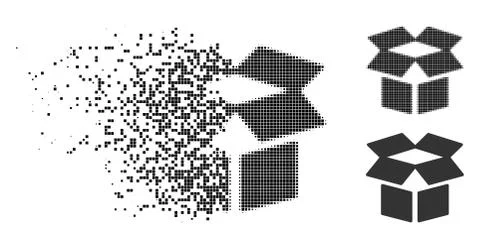 Damaged Dotted Halftone Open Box Icon Stock Illustration