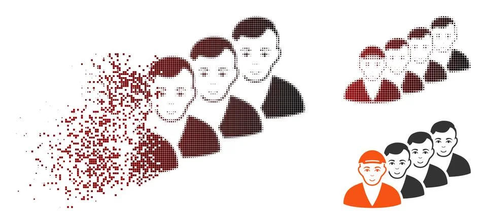 Damaged Dotted Halftone People Queue Icon 库存插图