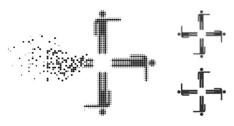 Damaged Dotted Halftone Pointing Men Icon Stockillustratie