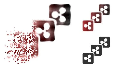 Damaged Dotted Halftone Ripple Block Chain Icon Stockillustratie