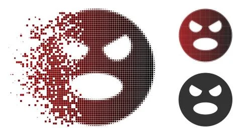 Damaged Dotted Halftone Scream Smiley Icon Illustrazione stock