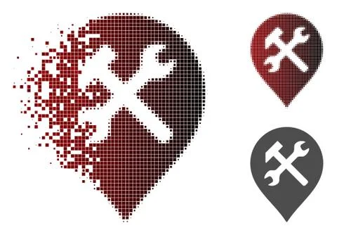 Damaged Dotted Halftone Workshop Map Marker Icon Illustrazione stock