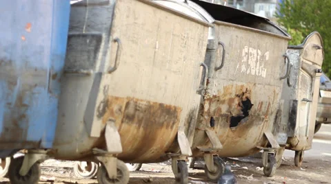 Damaged Dumpsters Stock Footage 37310999
