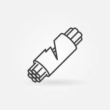 Damaged Fiber optic cable vector icon in thin line style Stock Illustration