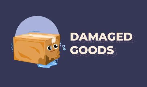 Damaged goods vector poster banner Stock Illustration