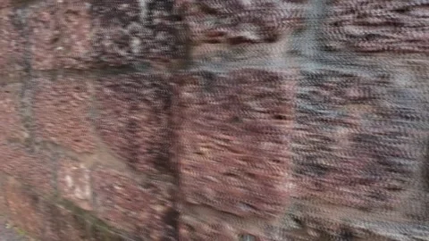 Damaged Granite Brick Wall Of Ancient Ruined Fort Stock Footage 280562997