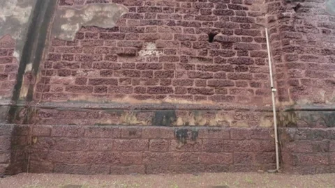 Damaged Granite Brick Wall Tower Of Ancient Ruined Fort Stock-Footage 280565827