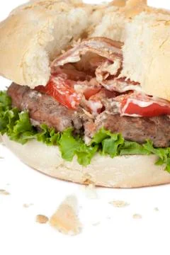 Damaged hamburger Foto stock