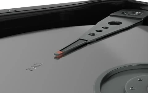 Damaged a hard disk drive HDD, magnetic surface with BAD sector 3d illustration Stock Illustration
