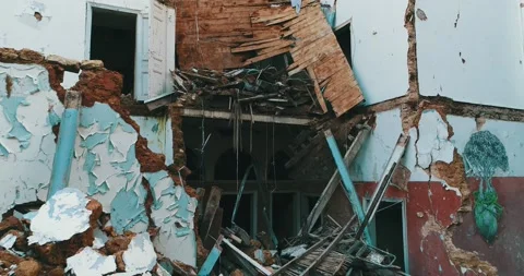 Damaged House From the Explosion 4th of August in the port of Beirut Lebanon Stock Footage 147191975