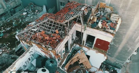 Damaged House From the Explosion 4th of August in port of Beirut Lebanon Stock Footage 147192775