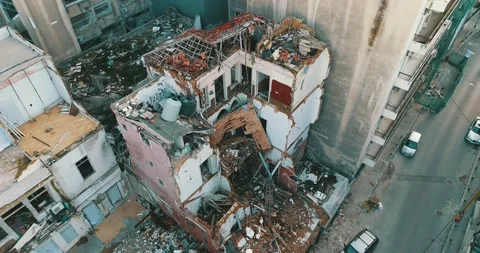 Damaged House From the Explosion 4th of August in port of Beirut Lebanon Stock Footage 147193782