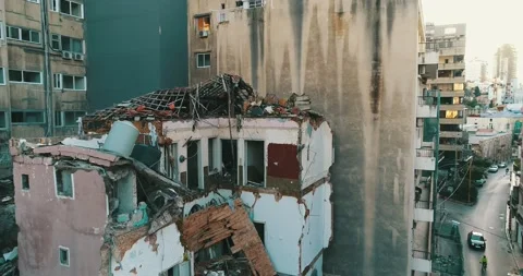 Damaged House From the Explosion 4th of August in port of Beirut Lebanon Stock Footage 147197414