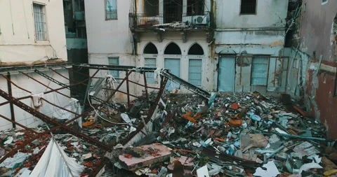 Damaged House From the Explosion 4th of August in port of Beirut Lebanon Stock Footage 147333974