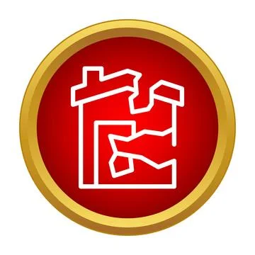 Damaged house icon representing natural disaster and insurance claim Ilustración de archivo