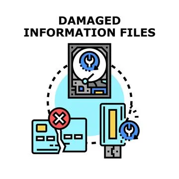 Damaged information files and corrupted data recovery process イラスト素材