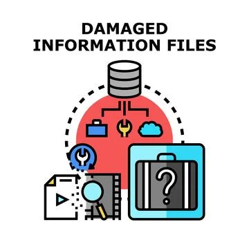 Damaged information files data recovery process Illustrazione stock