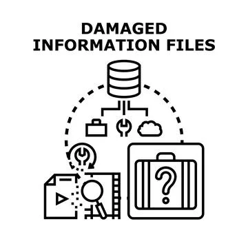 Damaged information files data recovery process Stock Illustration