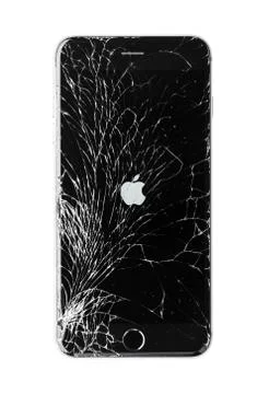 Damaged iphone on white background Stock Photos