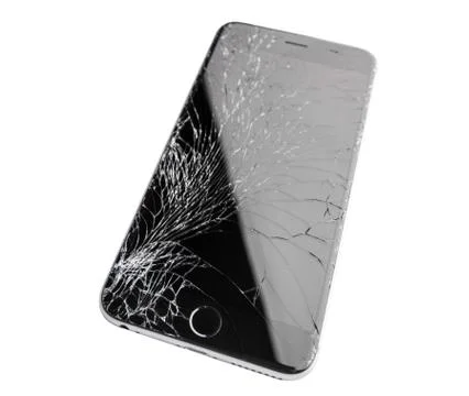 Damaged iphone on white background Stock Photos
