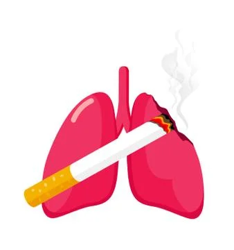 Damaged lung with cigarette. Stop smoking concept. World no tobacco day. Stock Illustration