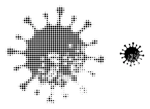 Damaged Microbe Halftone Dotted Icon 库存插图