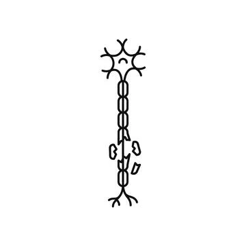 Damaged nerve cell icon with broken myelin sheath illustrating multiple scl.. Stock Illustration