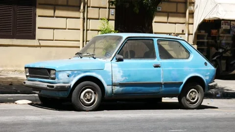 Damaged Old Car In Palermo Stock Footage 130571820
